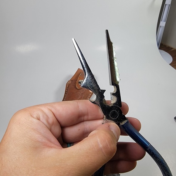 Vintage Mitchell Multi Function Fishing Pliers Leather Holster - Picture 7 of 10